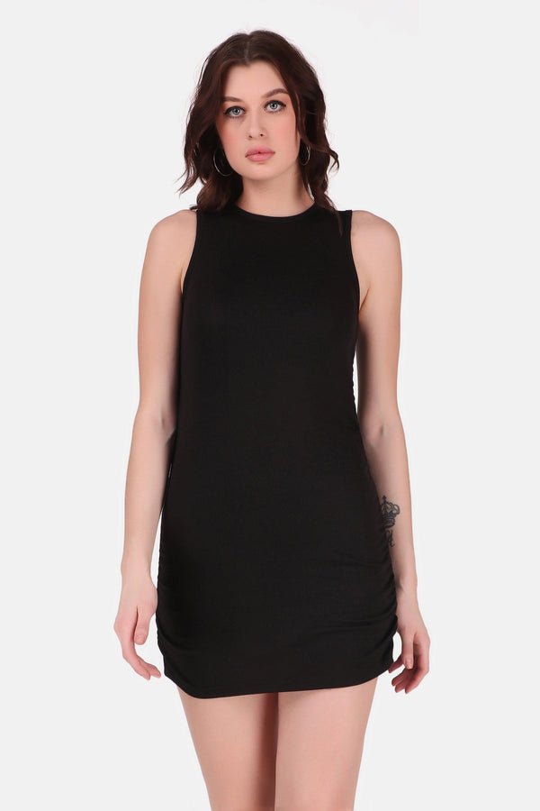 Ruched dress - Black - Starin.in