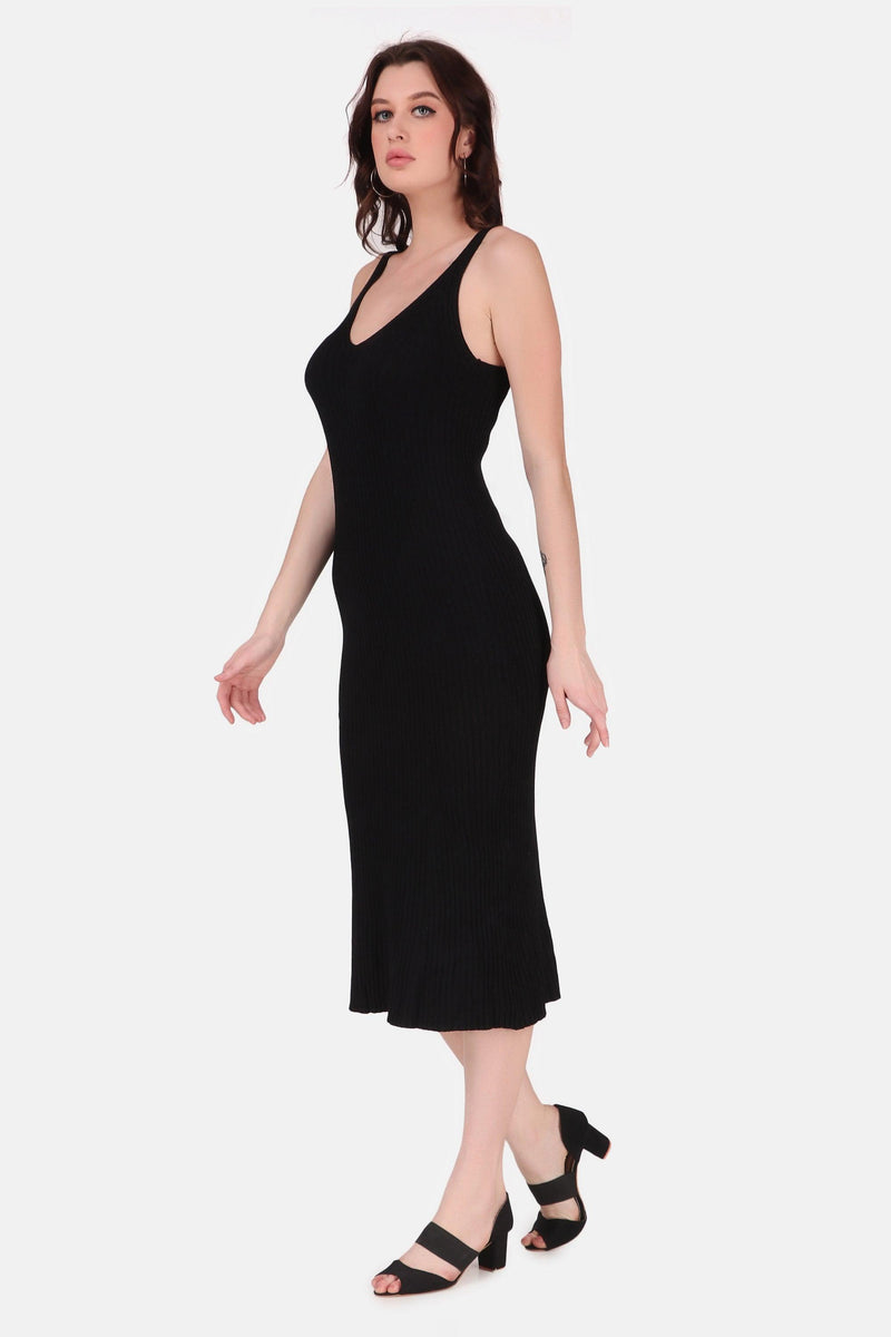 Knit Midi Dress - Black - STARIN