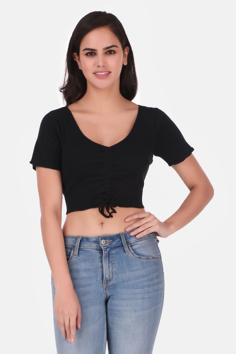 Ruched top - Black - Starin.in