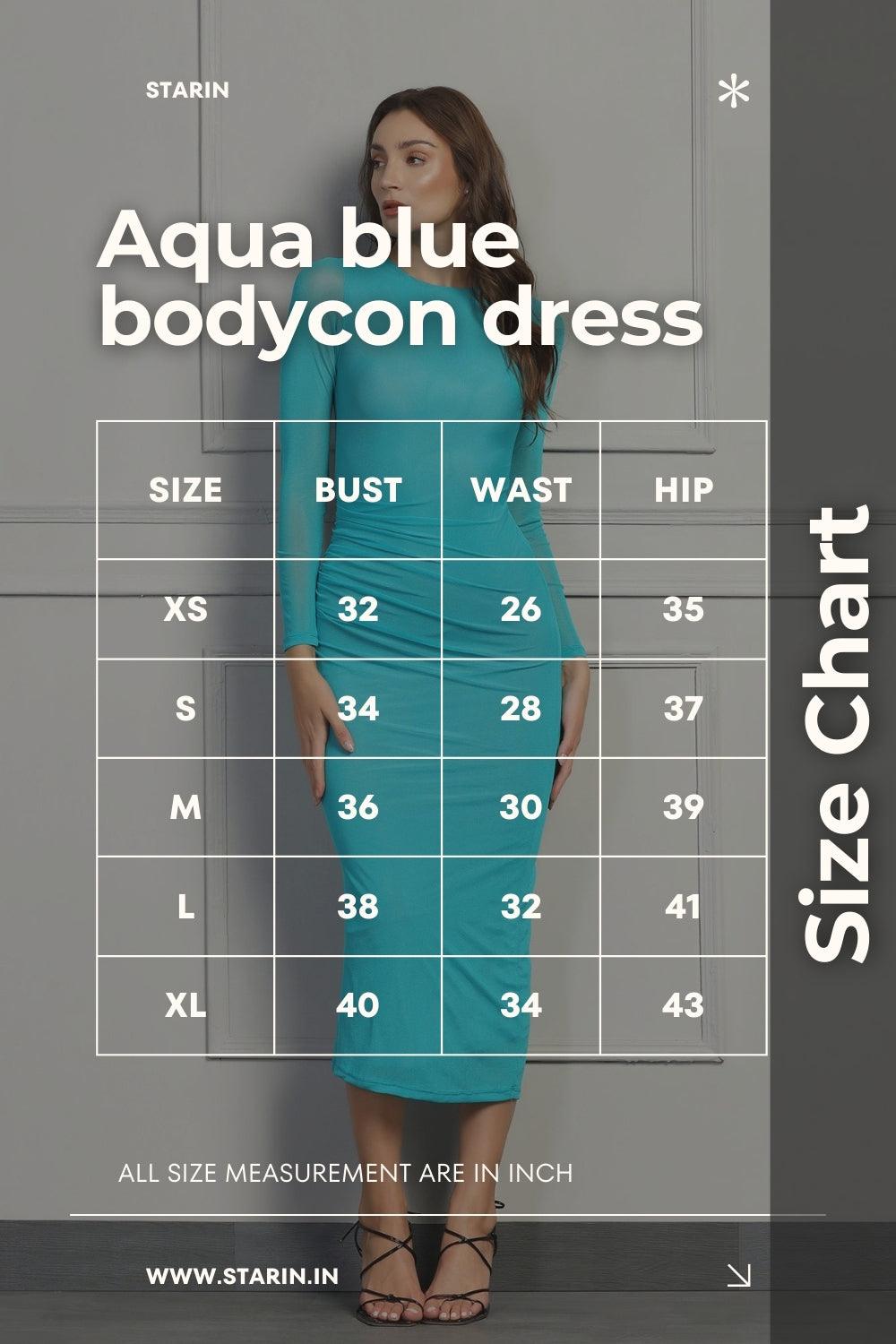 Aqua Blue Sheer Sleeve Bodycon Maxi Dress – Starin