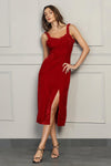 Red Frill Velvet Dress