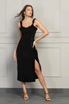 Black Frill Velvet Dress