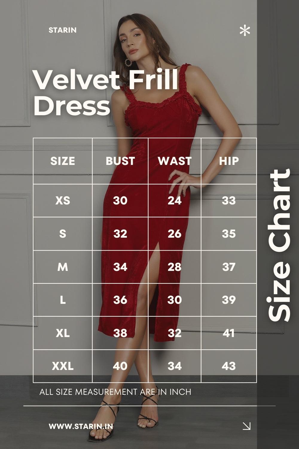 Velvet Frill Dress Red - Main Image