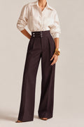 Deep Wine Buckle Wide Leg Trousers