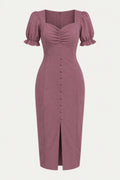 Mauve Buttoned Dress