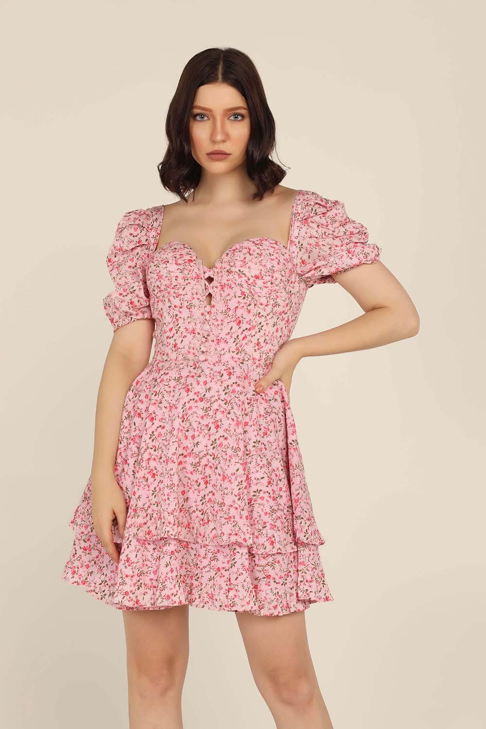 Herlipto French Bouquet Puff Sleeve Dres