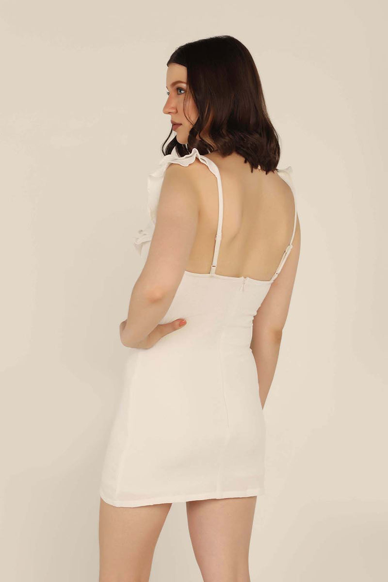 Ruffle Mini Dress - White - STARIN