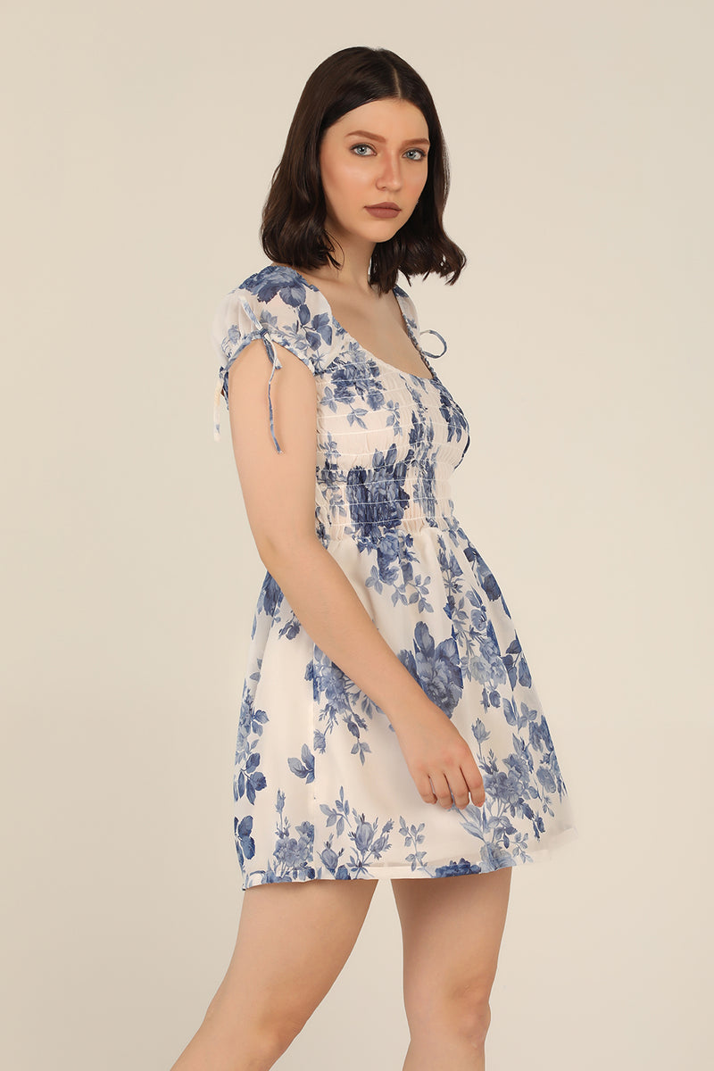 Floral Skater Dress - Ocean Blue - STARIN
