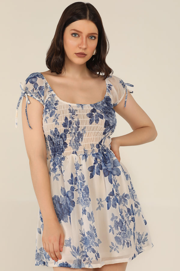 Floral Skater Dress - Ocean Blue - STARIN