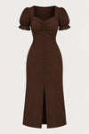 Coffee Buttoned Dress
