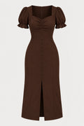 Coffee Buttoned Dress