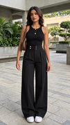 Black Buckle Wide Leg Trousers