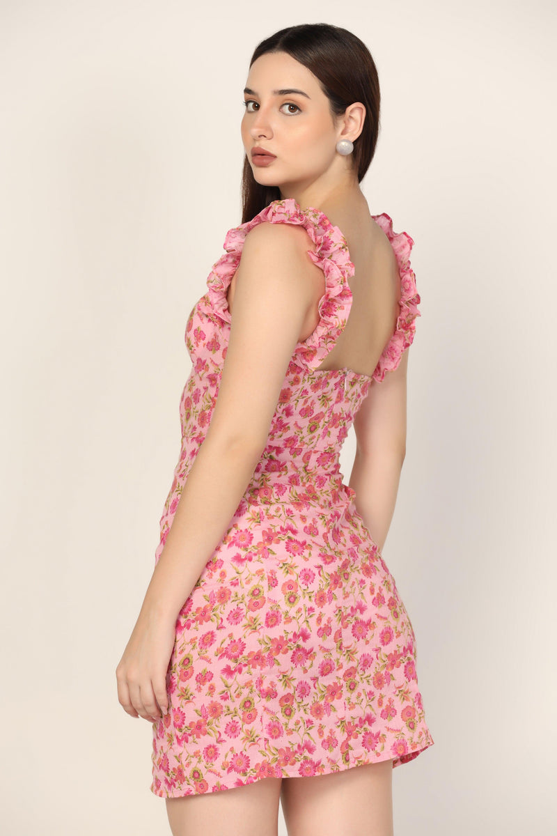 Ruffled Cupped Dress - Pink - Starin