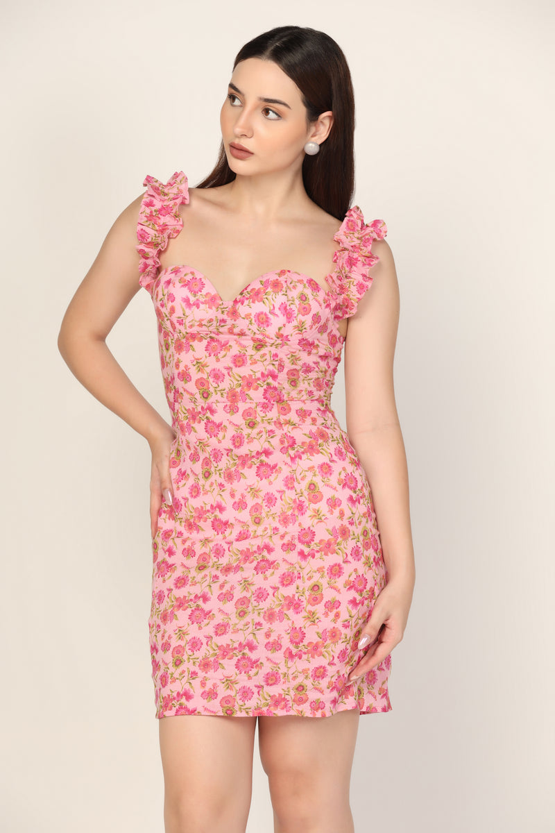 Ruffled Cupped Dress - Pink - Starin