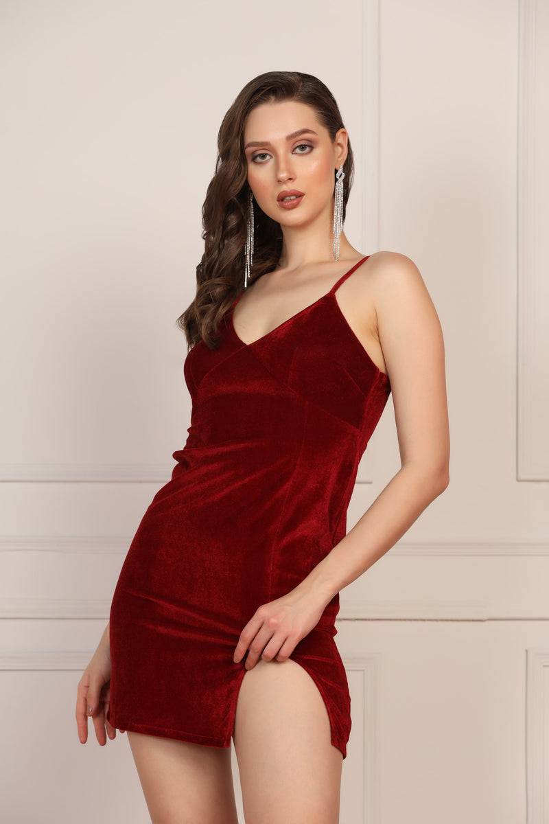 Red Velvet Dress - Starin.in