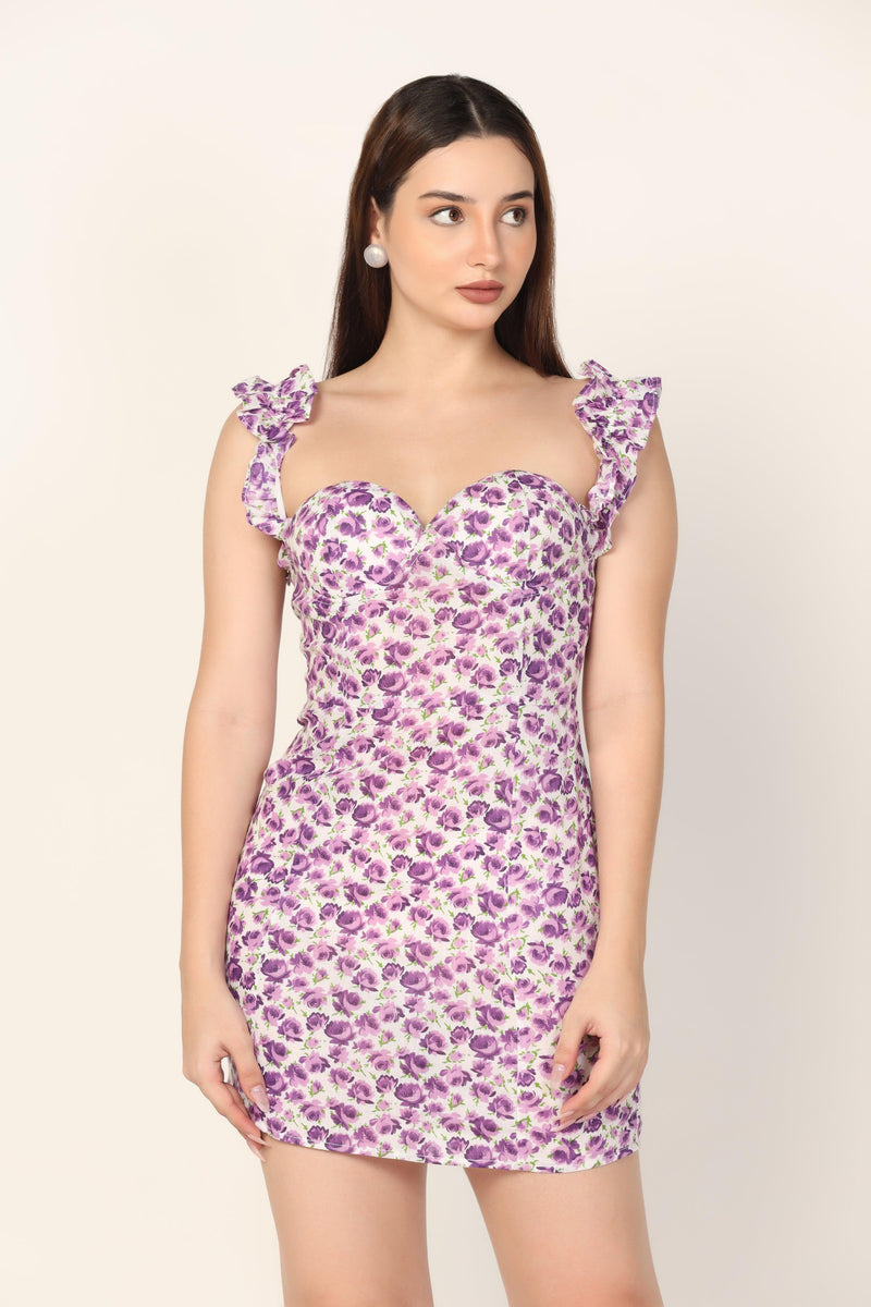 Ruffled Cupped Dress - Purple - Starin