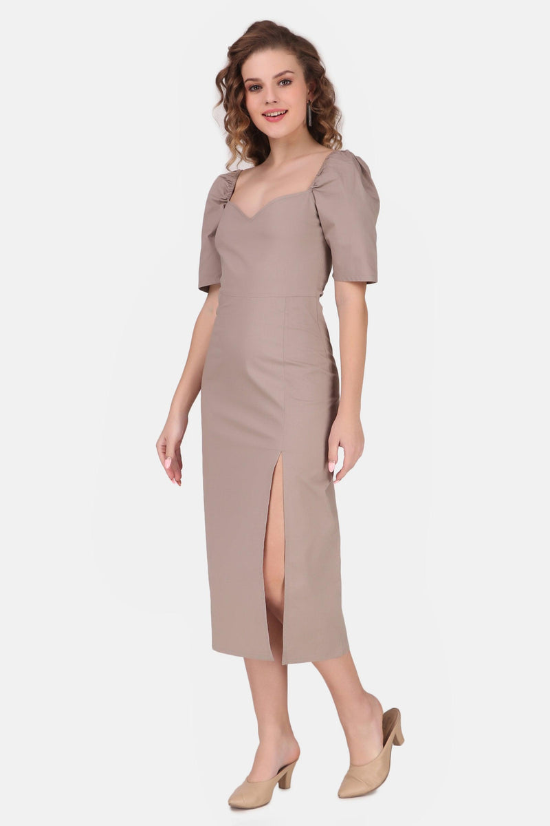 Sweetheart Midi dress - Light beige - STARIN