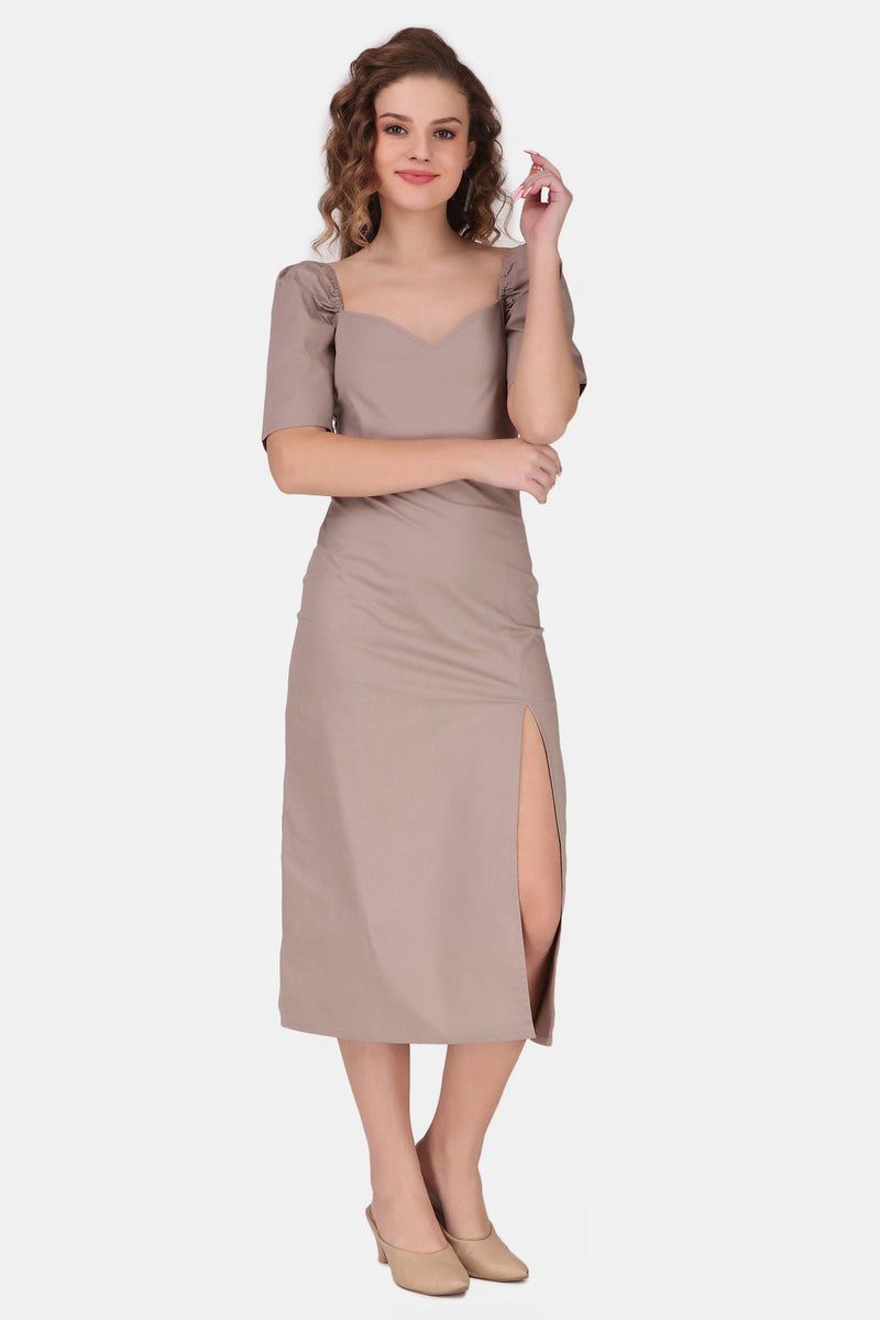 Sweetheart Midi dress - Light beige - STARIN