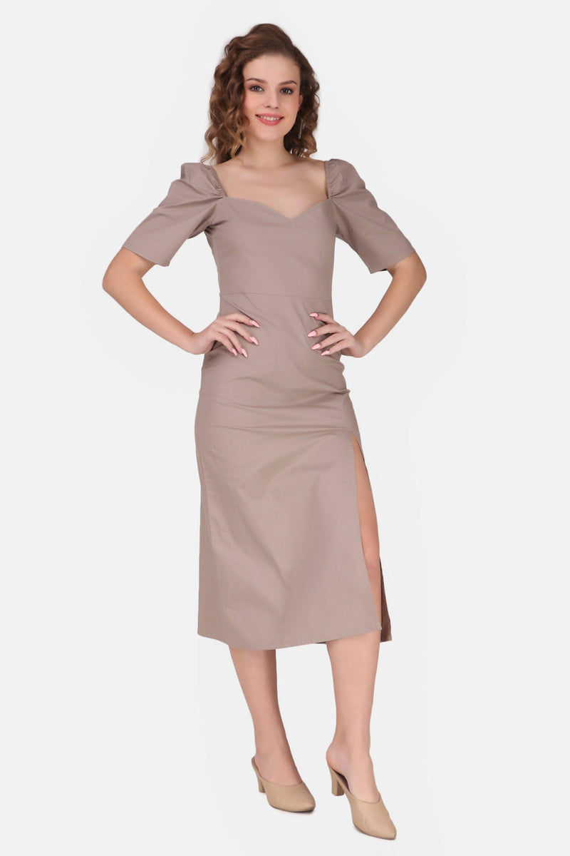 Sweetheart Midi dress - Light beige - STARIN