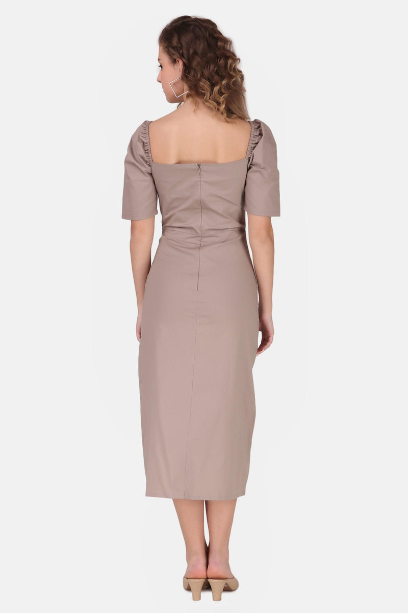 Sweetheart Midi dress - Light beige - STARIN