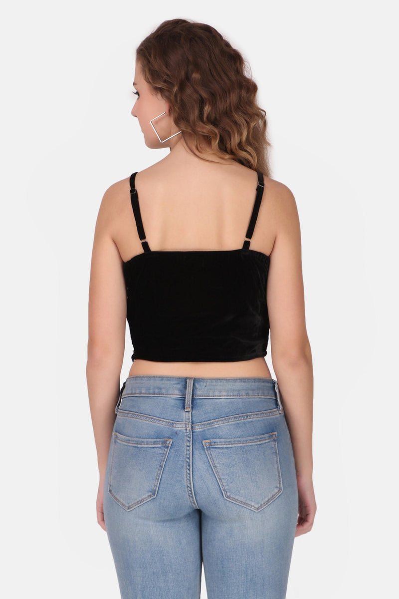 Velvet Crop top - Black - STARIN