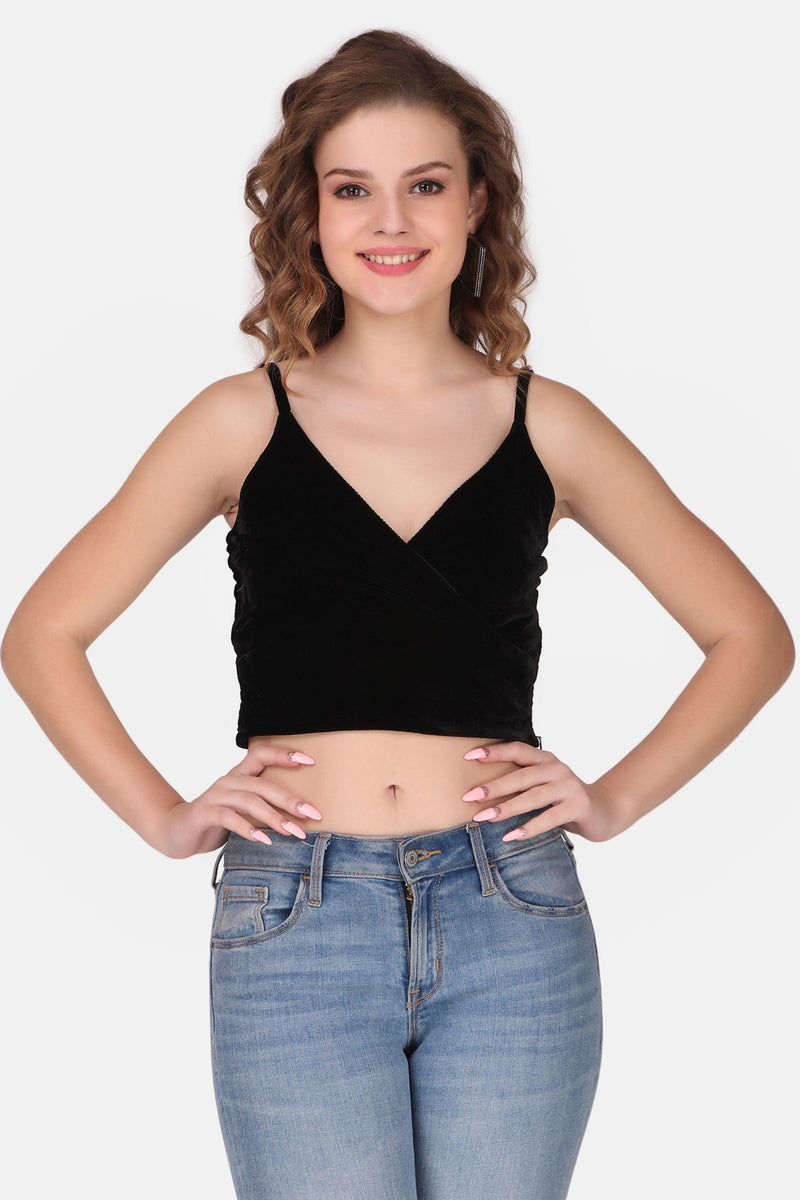 Velvet Crop top - Black - STARIN