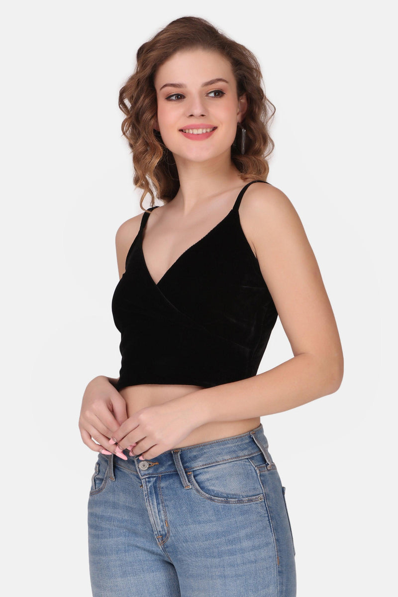 Velvet Crop top - Black - STARIN