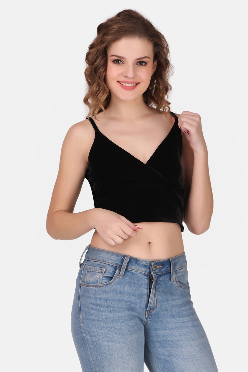 Velvet Crop top - Black - STARIN