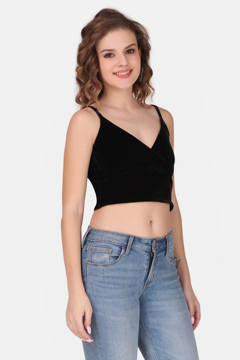 Velvet Crop top - Black - STARIN