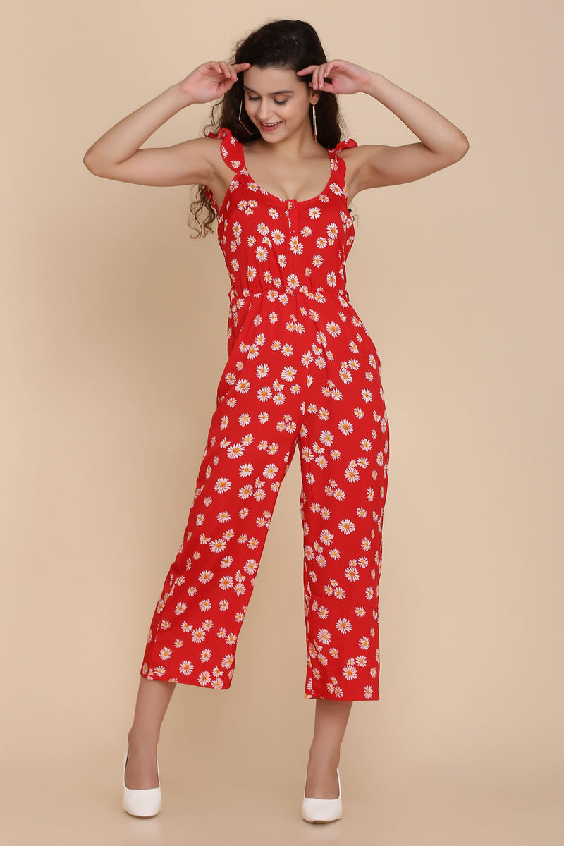 Floral Jumpsuit - Red - STARIN