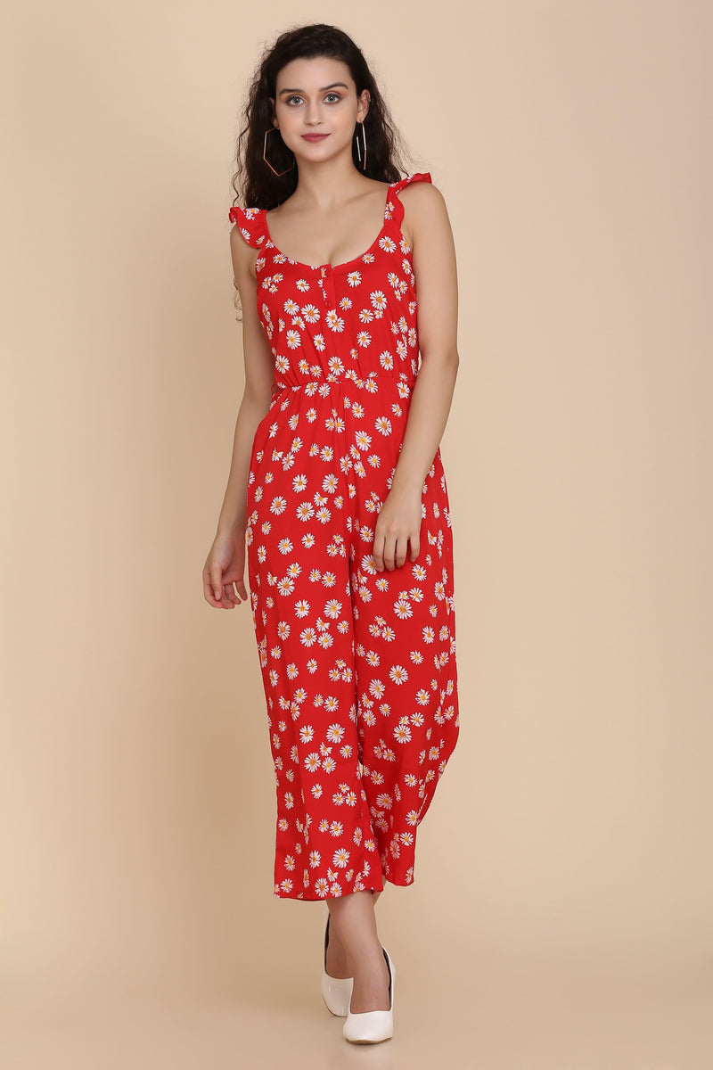 Floral Jumpsuit - Red - STARIN