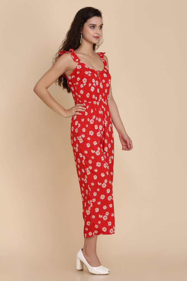 Floral Jumpsuit - Red - STARIN