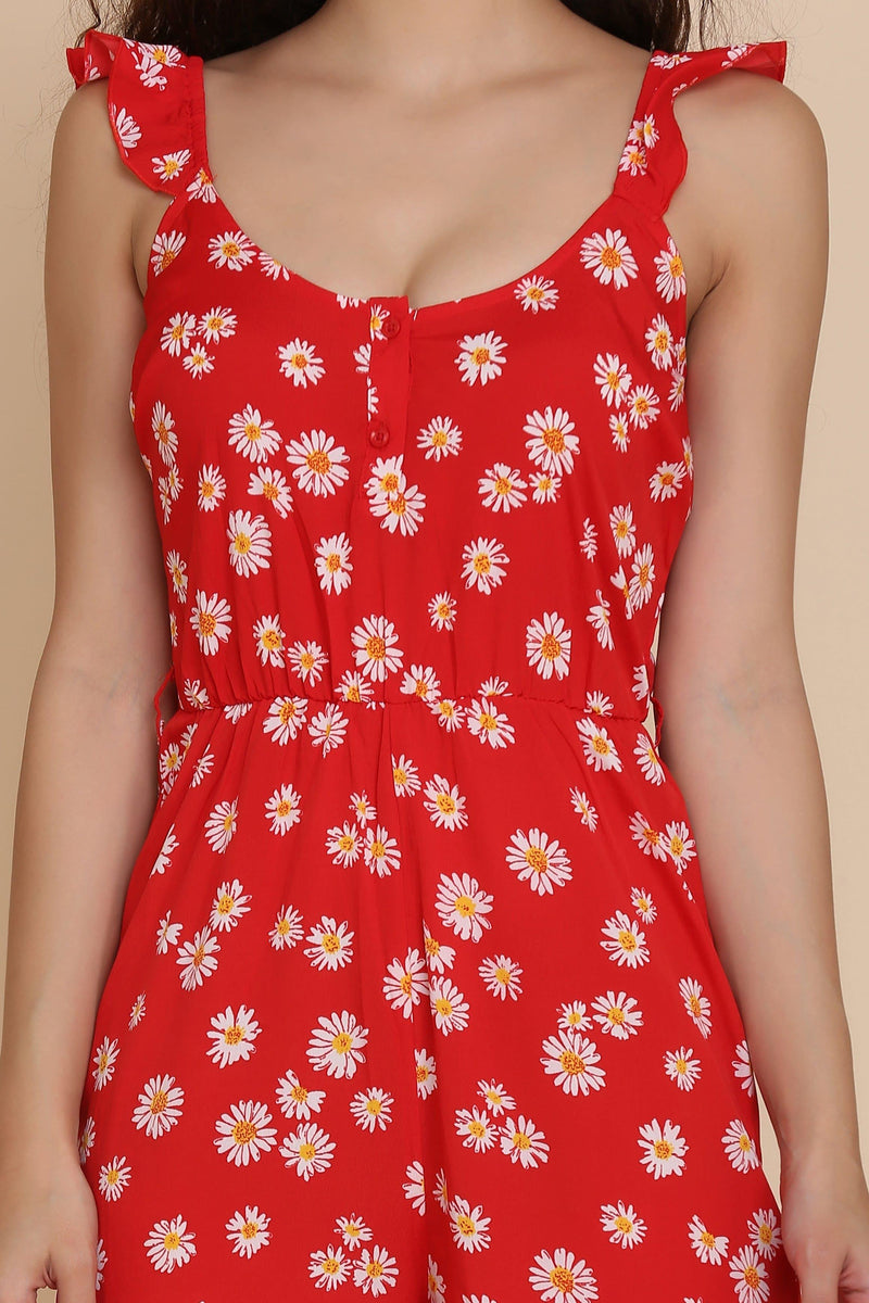 Floral Jumpsuit - Red - STARIN