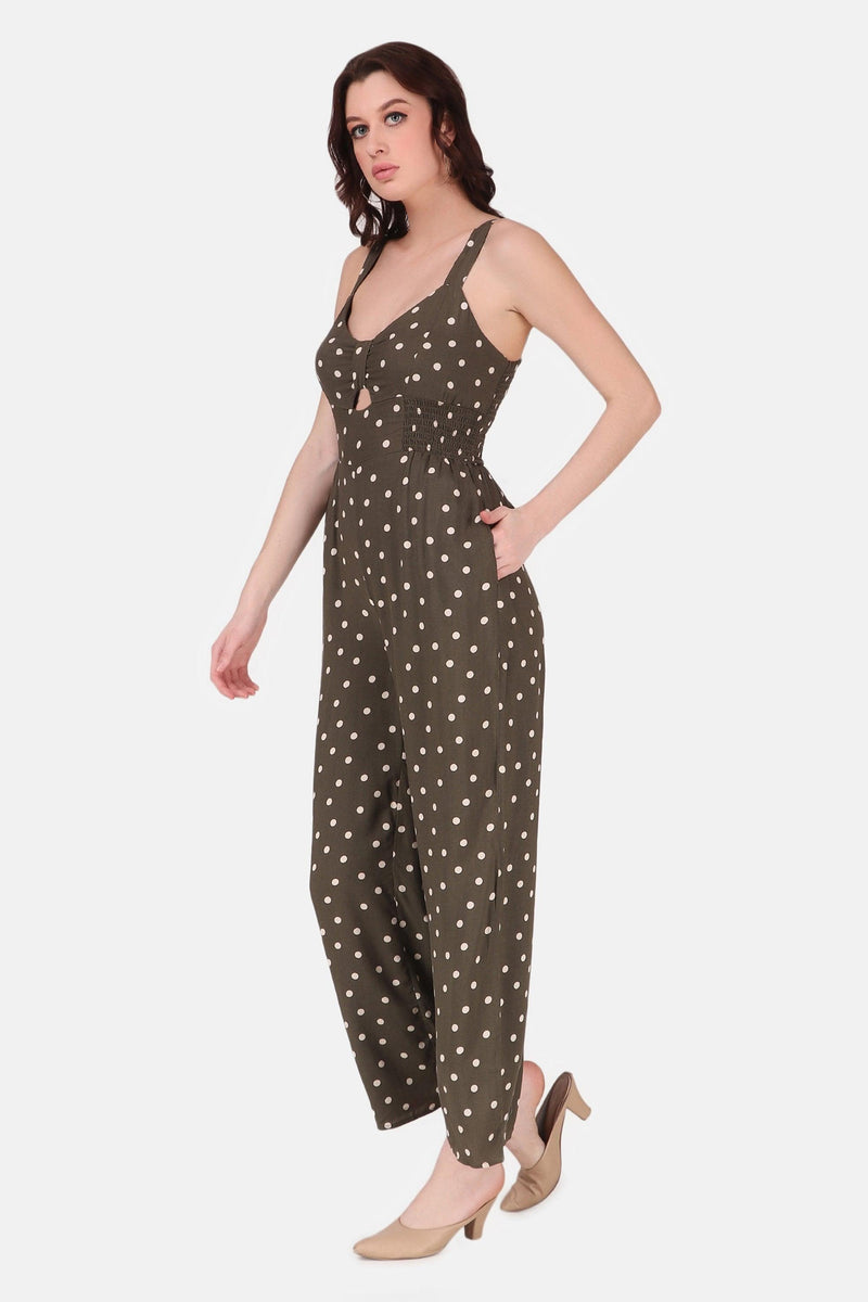 Polka Dot Jumpsuit - Olive Green – Starin