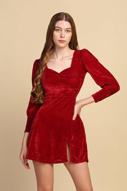 Red A-line Velvet Dress - Starin