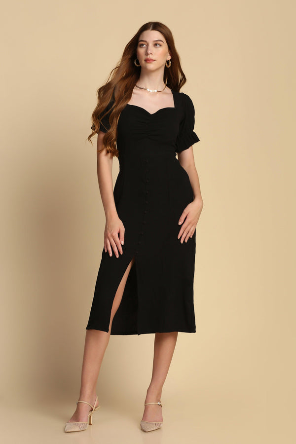 Buttoned Dress - Black - Starin