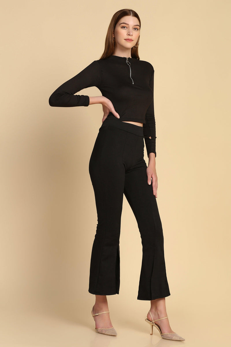 Zip Front Rib Top - Black - STARIN