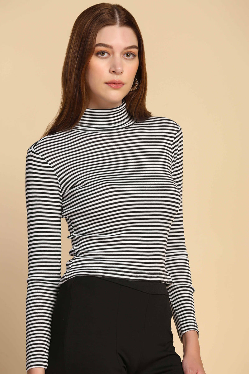 Striped turtleneck Top - Starin.in