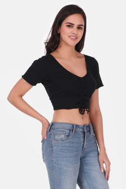 Ruched top - Black - Starin.in