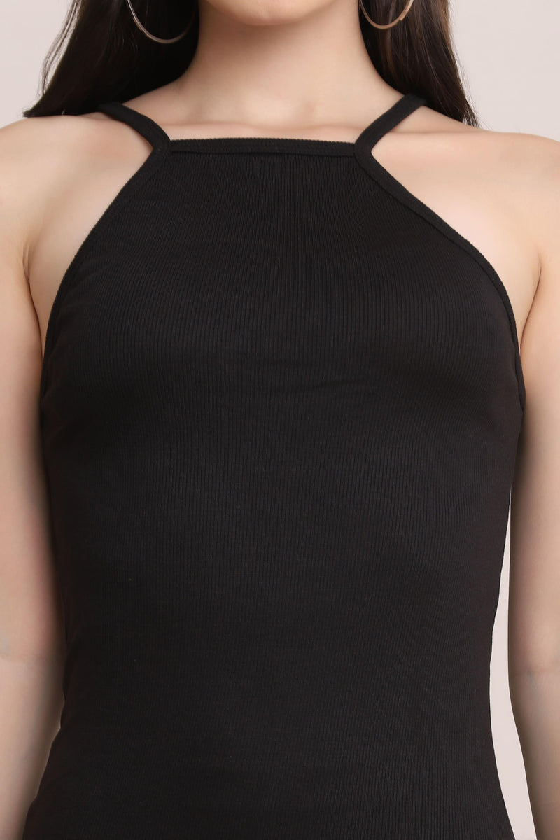 Spaghetti strap ribbed dress - Starin