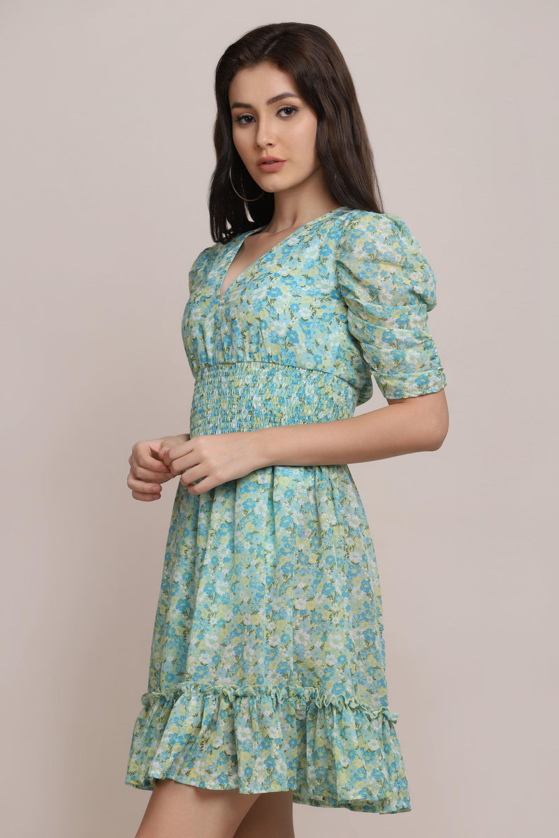 Floral Skater Dress - Sea Green - Starin