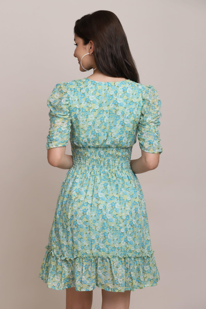 Floral Skater Dress - Sea Green - Starin