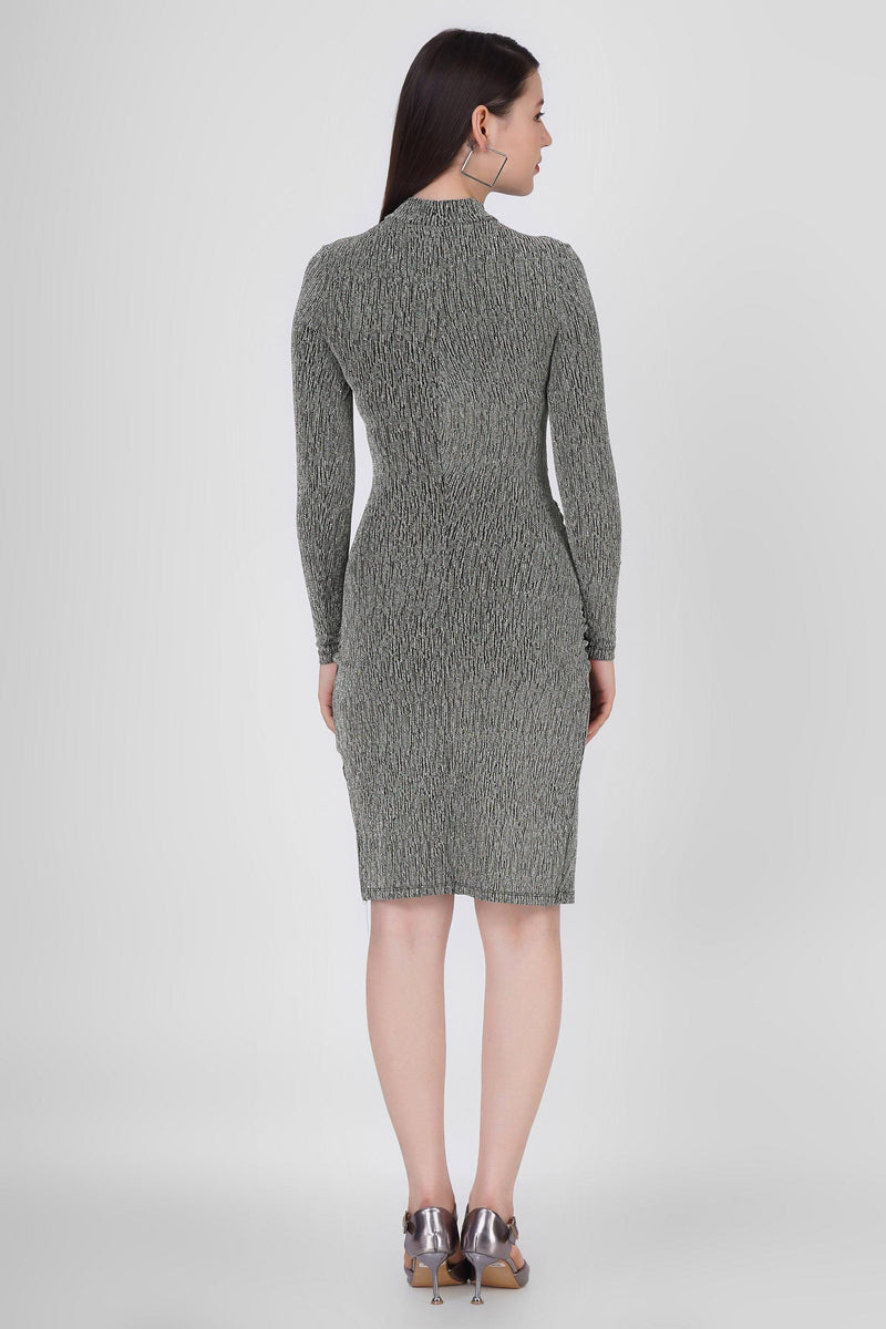 Asymmetric Wrap Dress-Grey - Starin