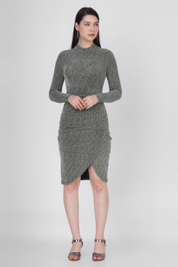 Asymmetric Wrap Dress: Grey - STARIN