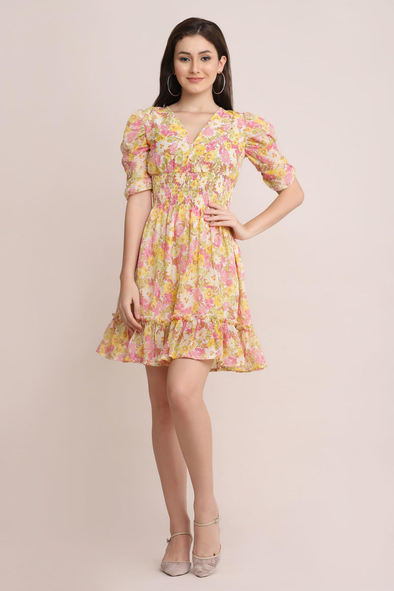 Floral Skater Dress - Lemon - Starin