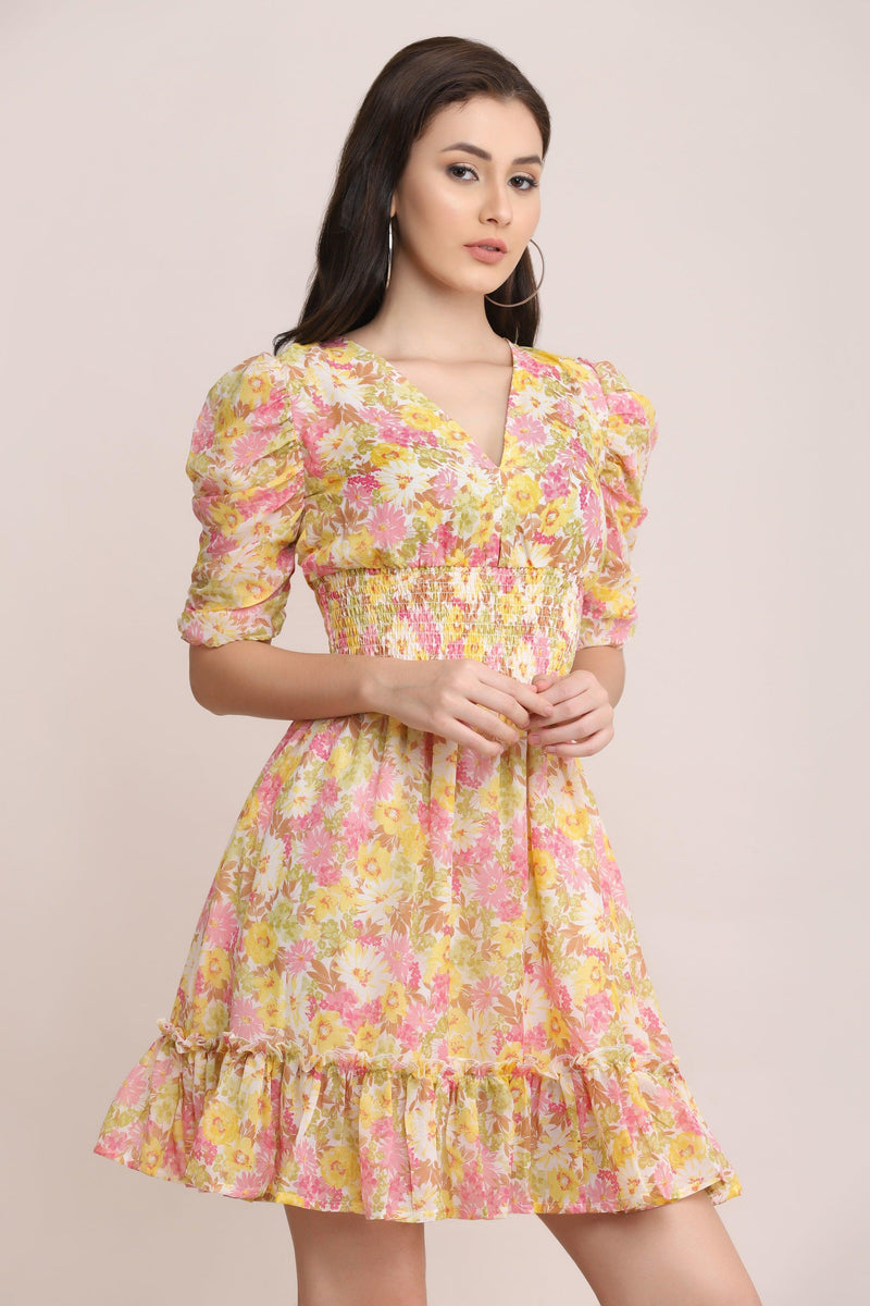 Floral Skater Dress - Lemon - Starin