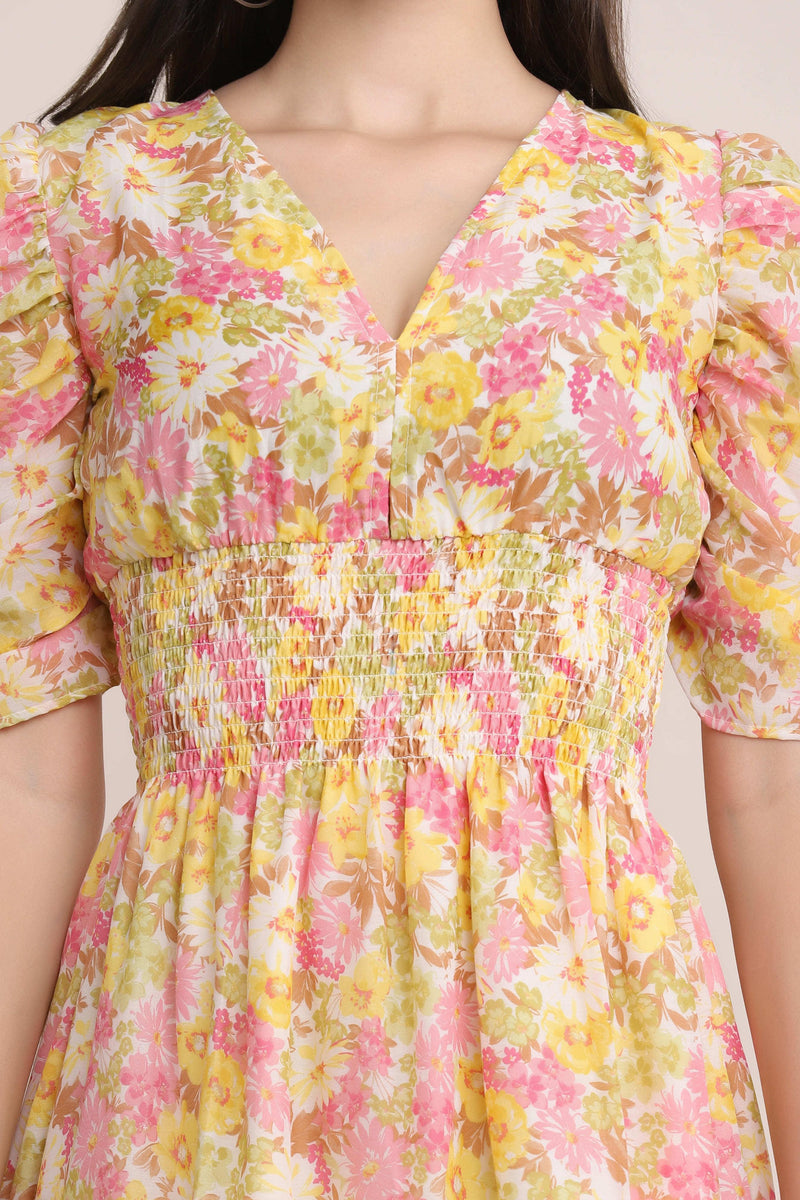 Floral Skater Dress - Lemon - Starin