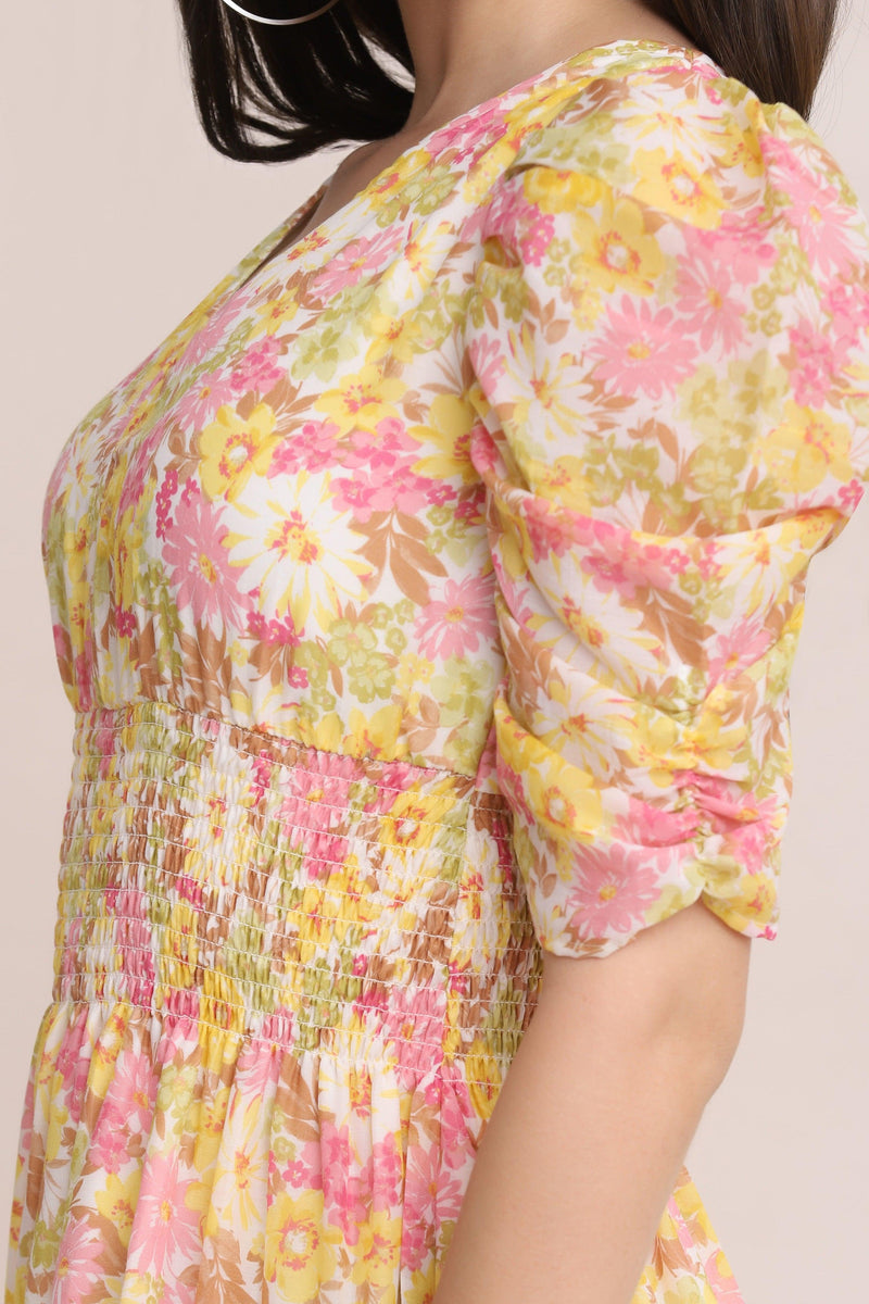 Floral Skater Dress - Lemon - Starin