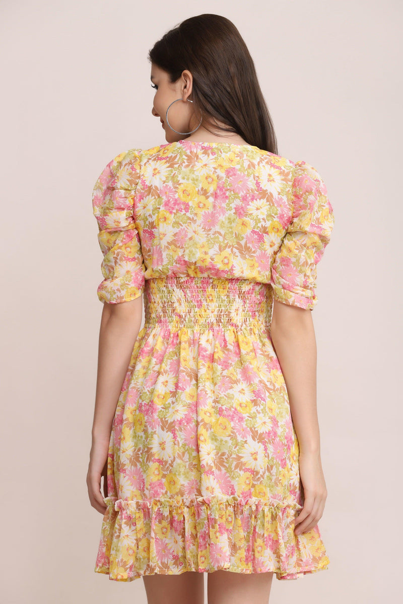 Floral Skater Dress - Lemon - Starin