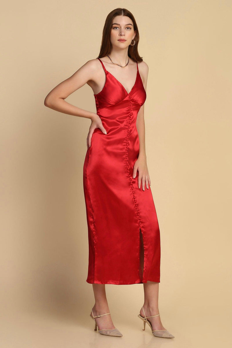 Clara Red Satin Halter Neck Corset Wrap Skirt Maxi Dress – Club L London -  AUS